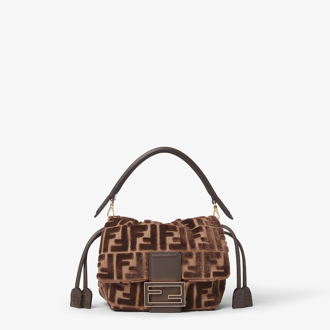 FENDI Mamma Baguette Small Dark brown FF jacquard velvet mini-bag - Image 1